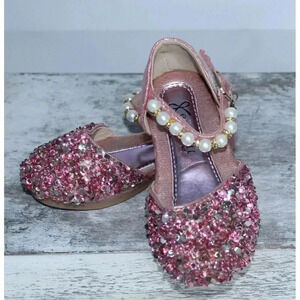 Ecosoft Girls Embellished Sequin Beaded Dress Shoes Size 3.5, 6 to 9 Months